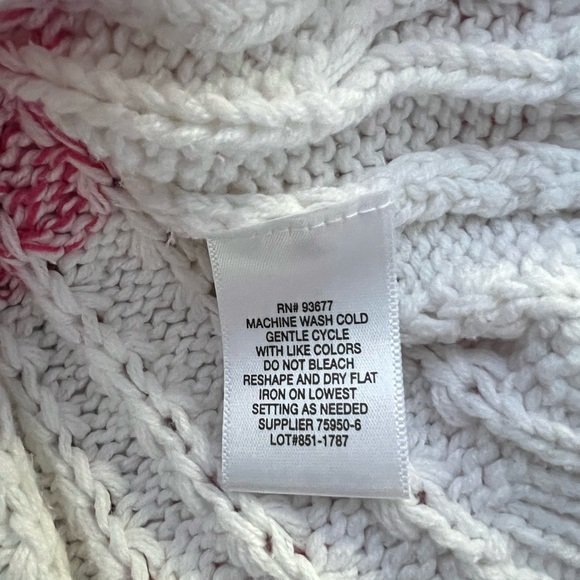 LIZ CLAIBORNE CABLE KNIT V NECK SWEATER SIZE XL COTTON BLEND EUC PINK/WHITE - Picture 8 of 8